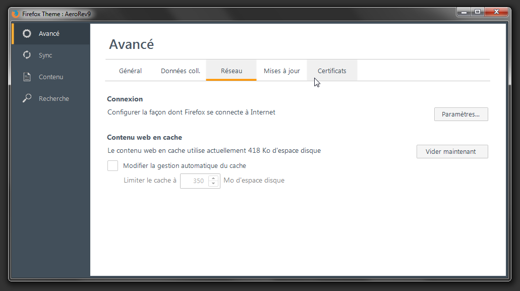 FireFox — onglet Réseau