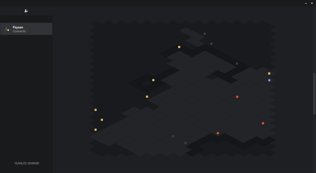 Interface Retn — carte isométrique en temps réel